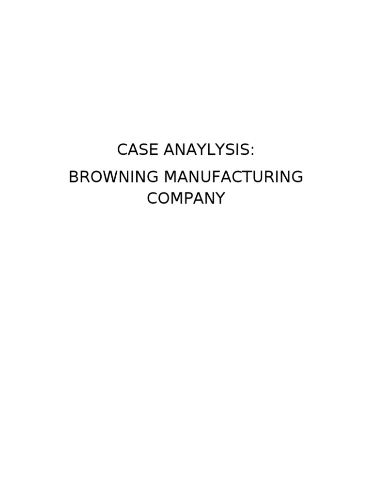 Browning Manufacturing Company PDF Inventory Cost Of Goods Sold