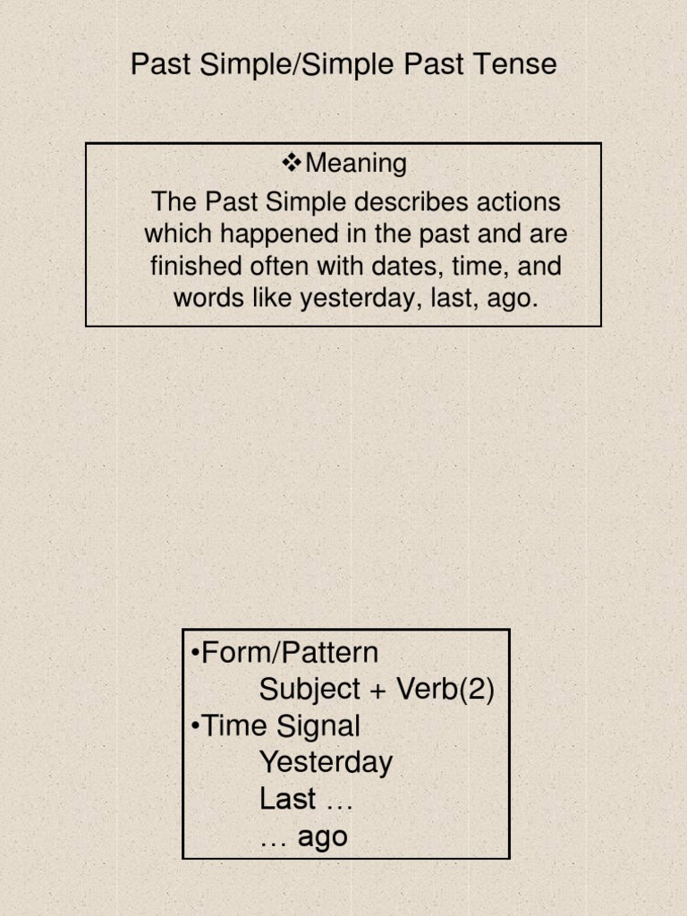 Past Simplesimple Past Tense Grammatical Tense Verb