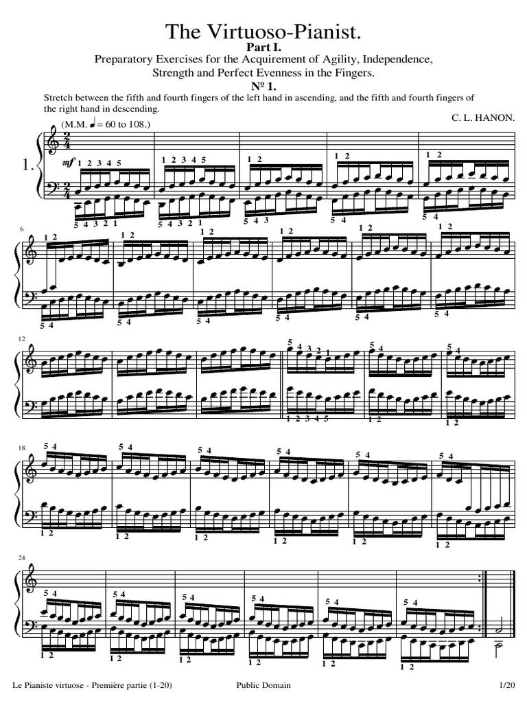 Le Pianiste Virtuose - Première Partie (1-20) - C L Hanon, PDF, Cithares