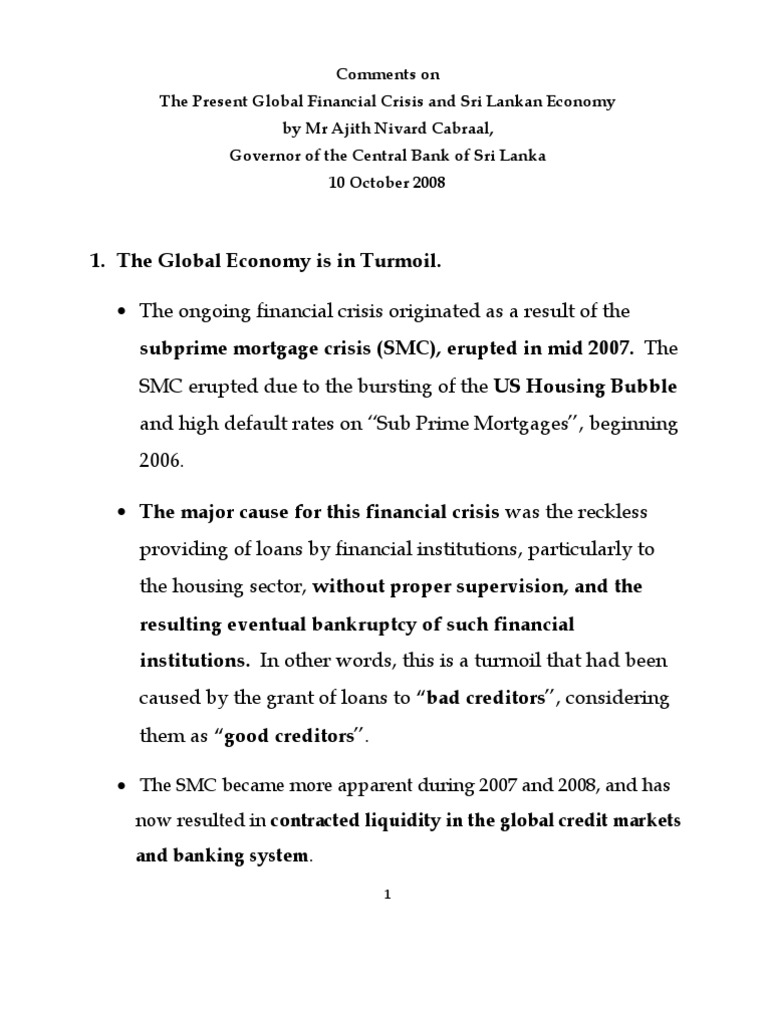 Sri Lanka's Resilience in Global Crisis | PDF | Central Banks ...