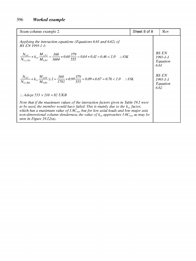 Beam-Column Interaction Equation Example | PDF