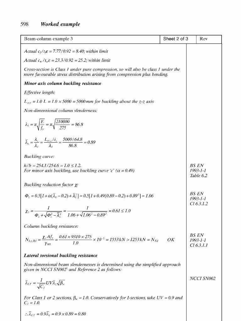 Worked Example: Beam-Column Example 3 Sheet2of3 Rev | PDF | Teaching ...