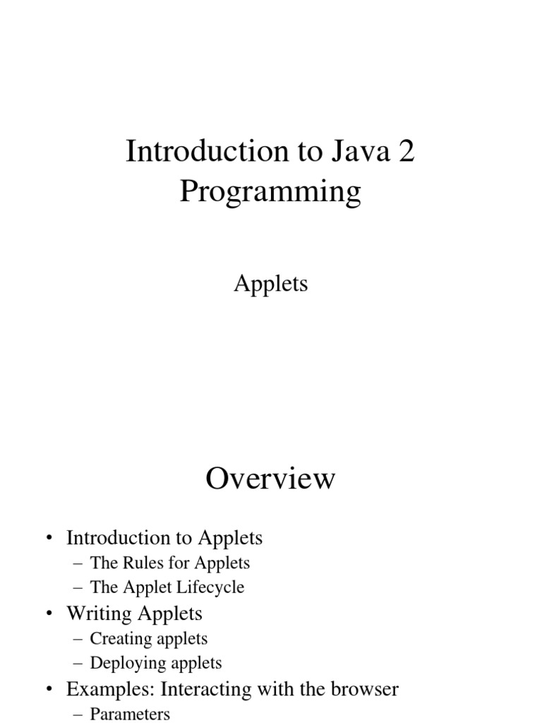 Introduction To Java 2 Programming: Applets | PDF | Java (Programming ...