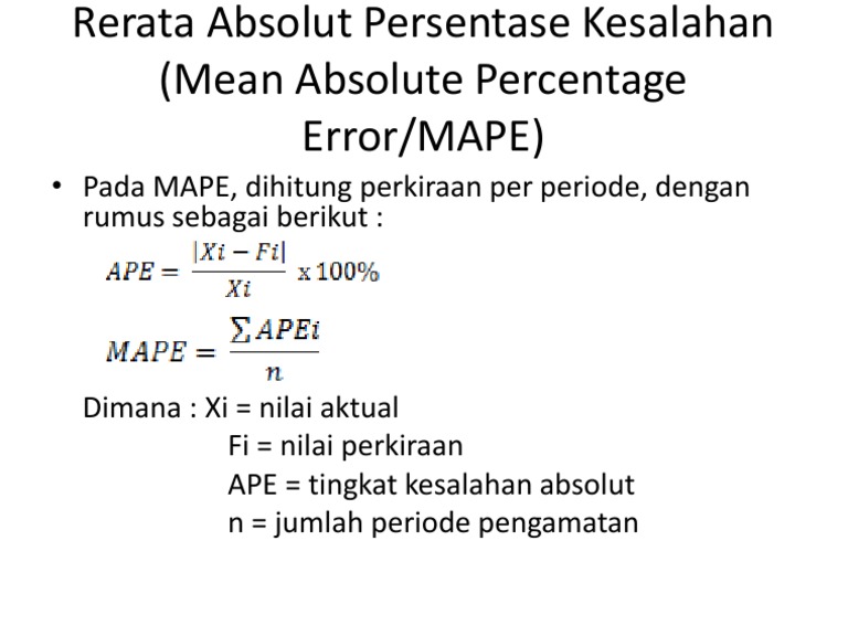 Rumus Mean Absolute Percentage Error | PDF