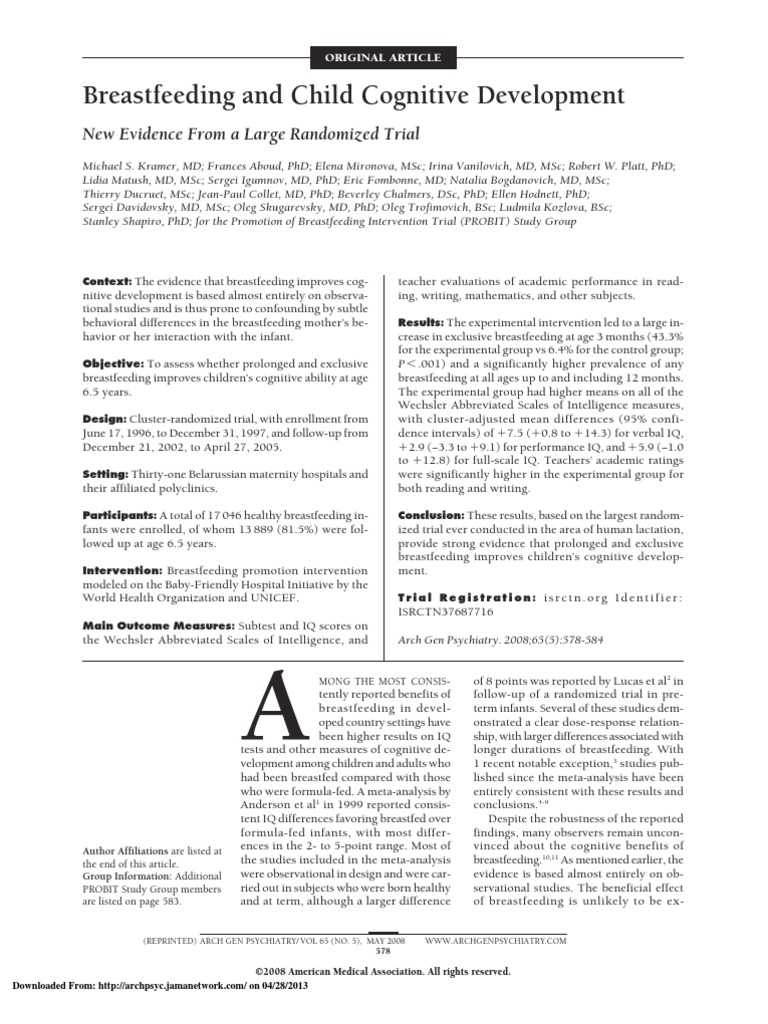 Kramer Et Al 2008 Breastfeeding and Child Cognitive Development New