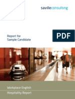 Report For Sample Candidate: Workplace English Hospitality Report