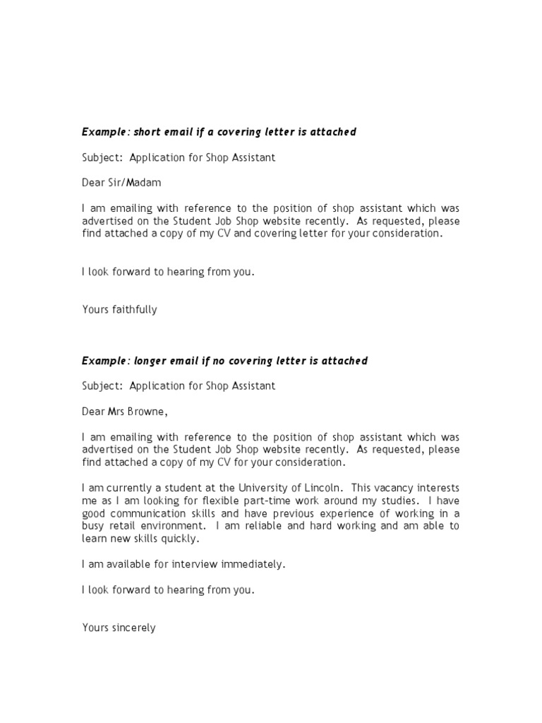 Example Covering Emails PDF