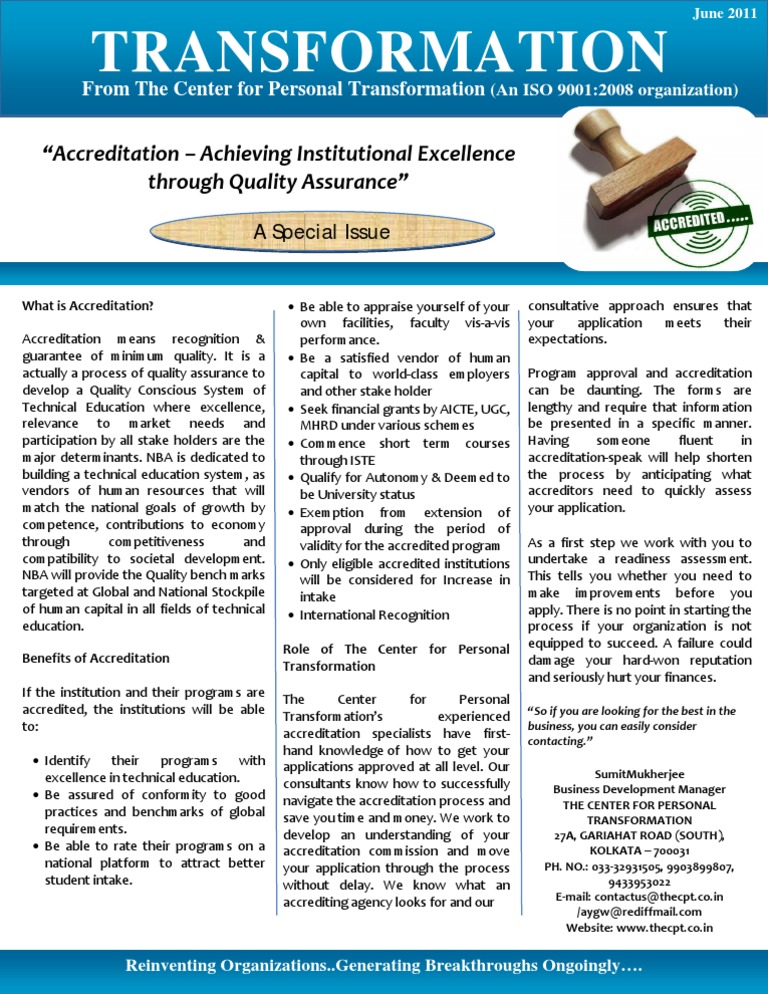 Transformation Accreditation Achieving Institutional Excellence