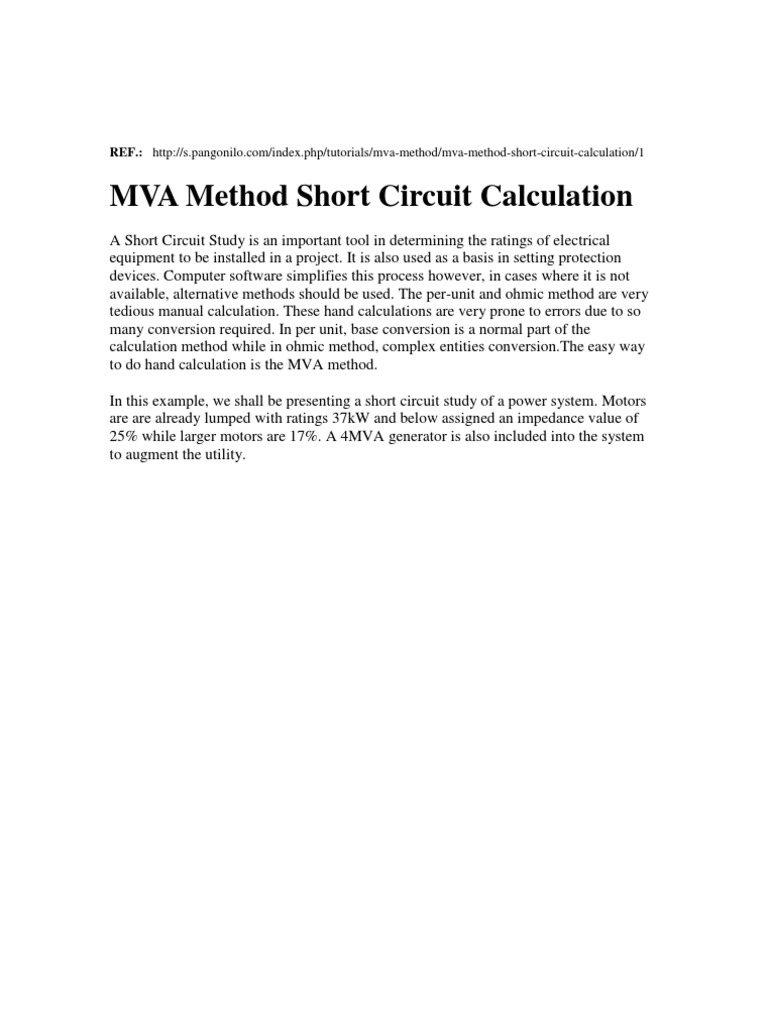 MVA Method for Short Circuit Calculations | PDF | Transformer | Series ...