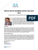 Inputs On Iip Numbers Dated 10th May 2013 by MR Siddharth Shankaradvisor Kassa