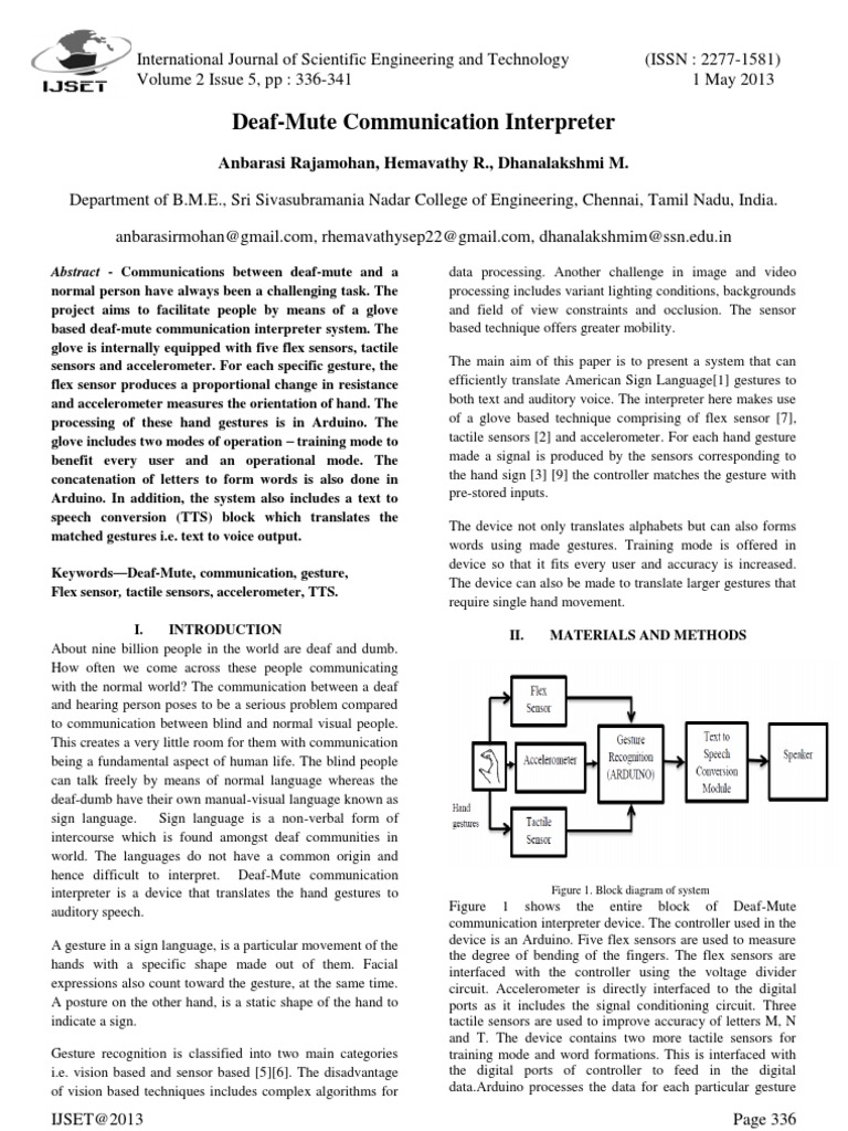 DeafMute Communication Interpreter PDF Speech Synthesis Amplifier