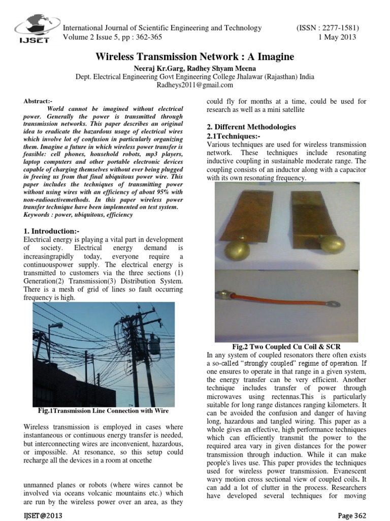 Wireless Power Transmission Techniques | PDF | Inductor | Antenna (Radio)