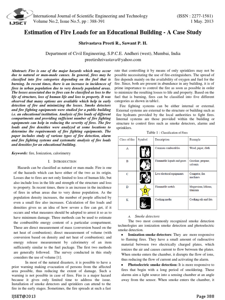 Fire Load Estimation in Educational Buildings | PDF | Fire Sprinkler ...