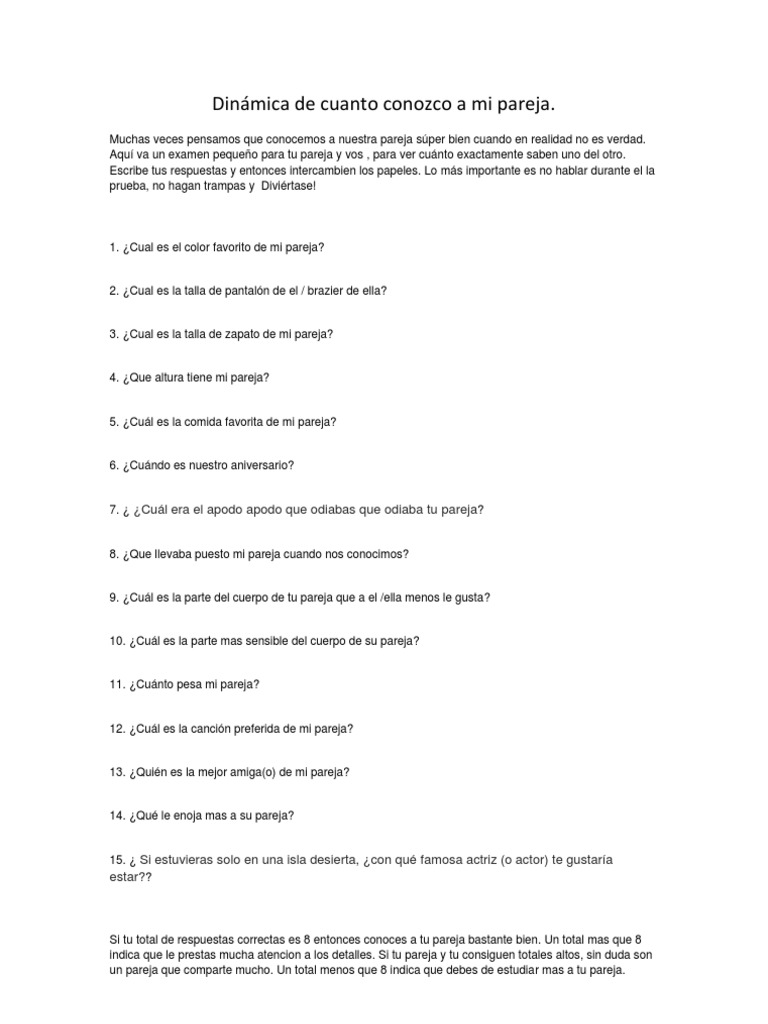 Cuánto conoces a tu pareja? | PDF | Ocio | Deportes, image size:768x1024