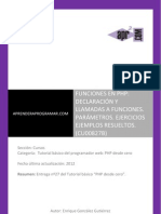 Funciones PHP Declaracion Llamadas Parametros Ejemplos Recueltos PDF