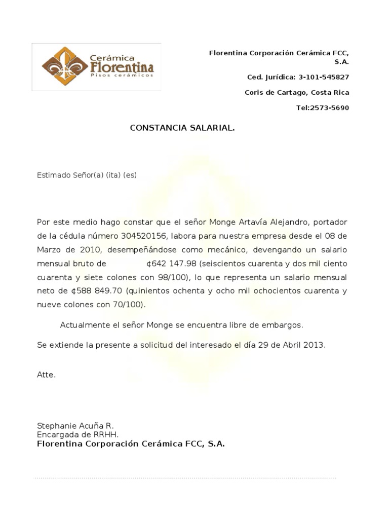 Constancia Salario