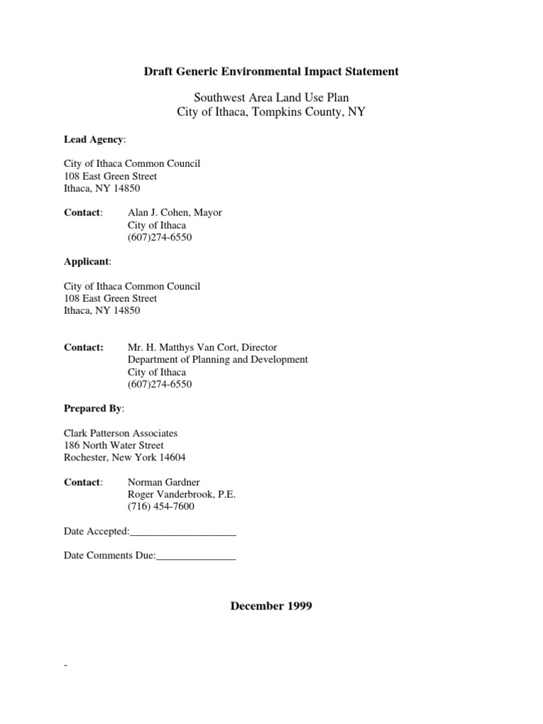 Southwest Area Land Use Plan Draft Generic Environmental Impact ...