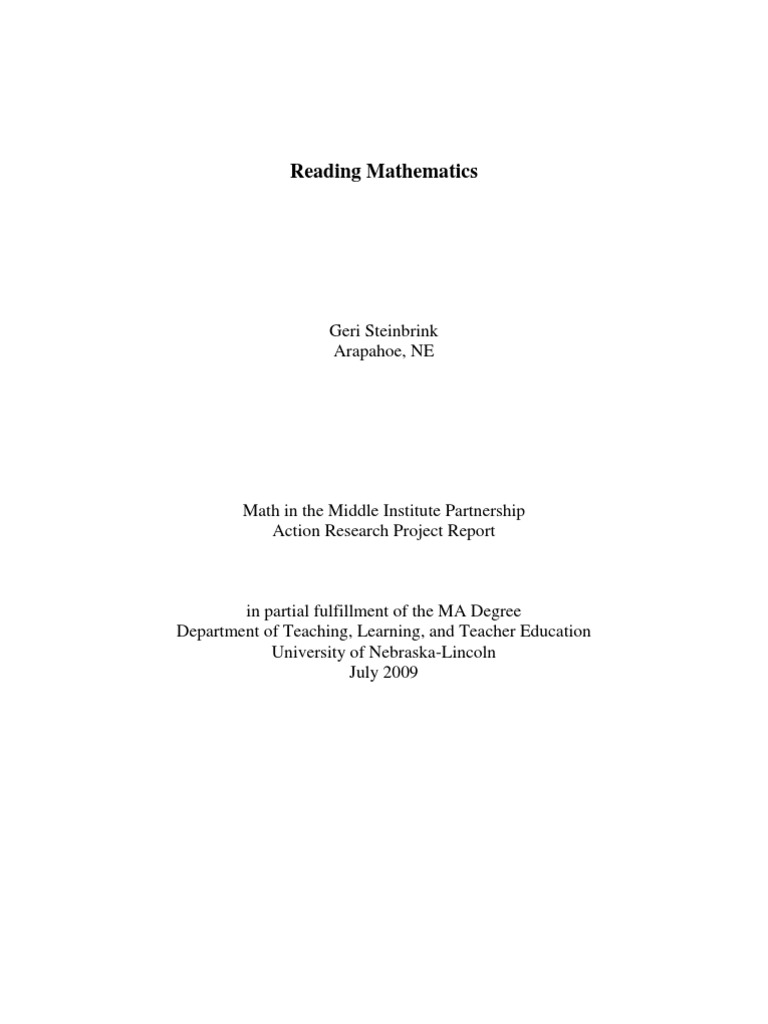 Reading Mathematics PDF Reading Comprehension National Council Of