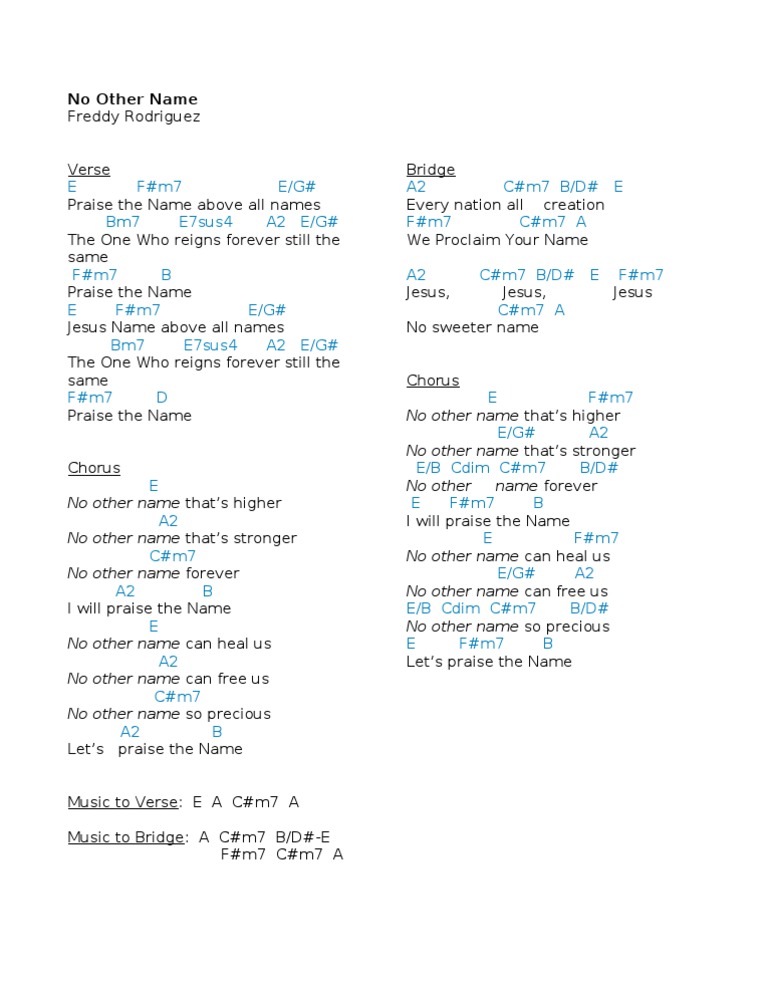 No Other Name Chords Pdf Song Structure Musical Forms