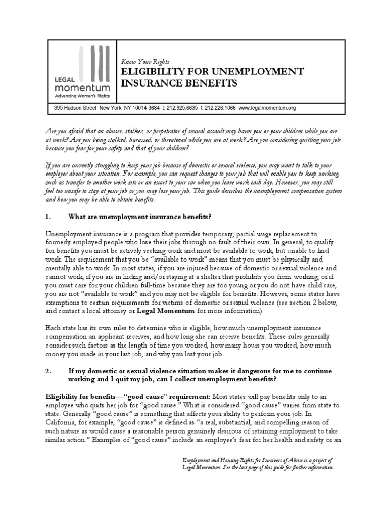 Eligibility for Unemployment Insurance Benefits Unemployment Benefits Unemployment