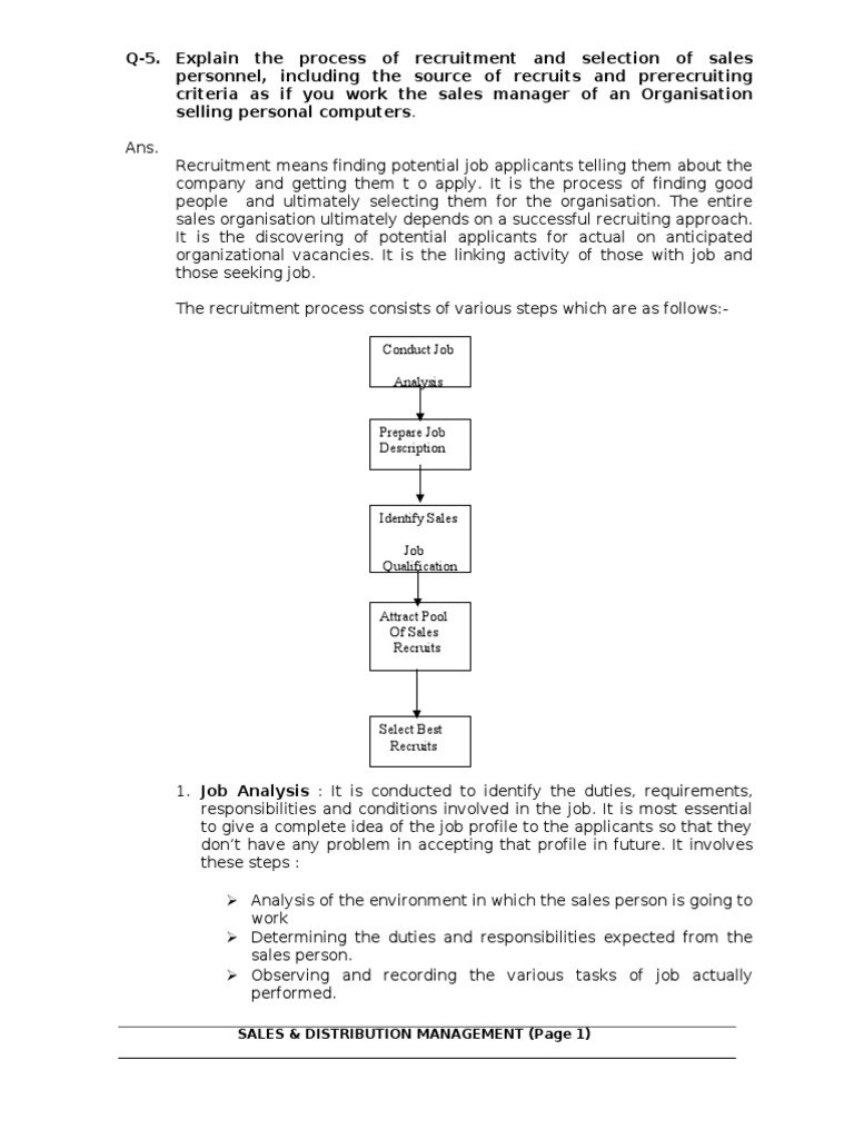 Recruitment Process for Sales Personnel | PDF | Distribution (Business ...