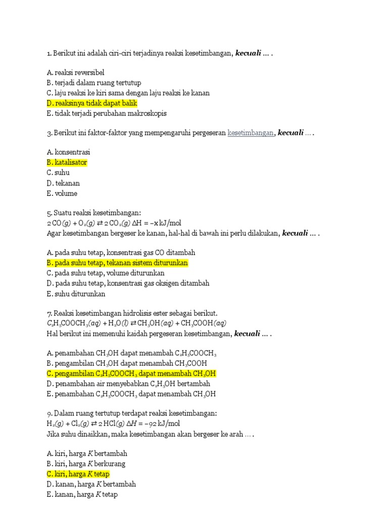 Soal Kesetimbangan Pdf