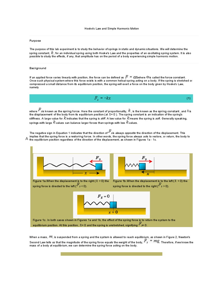 Hooke's Law Experiment3 Force Applied And Interdisciplinary Physics