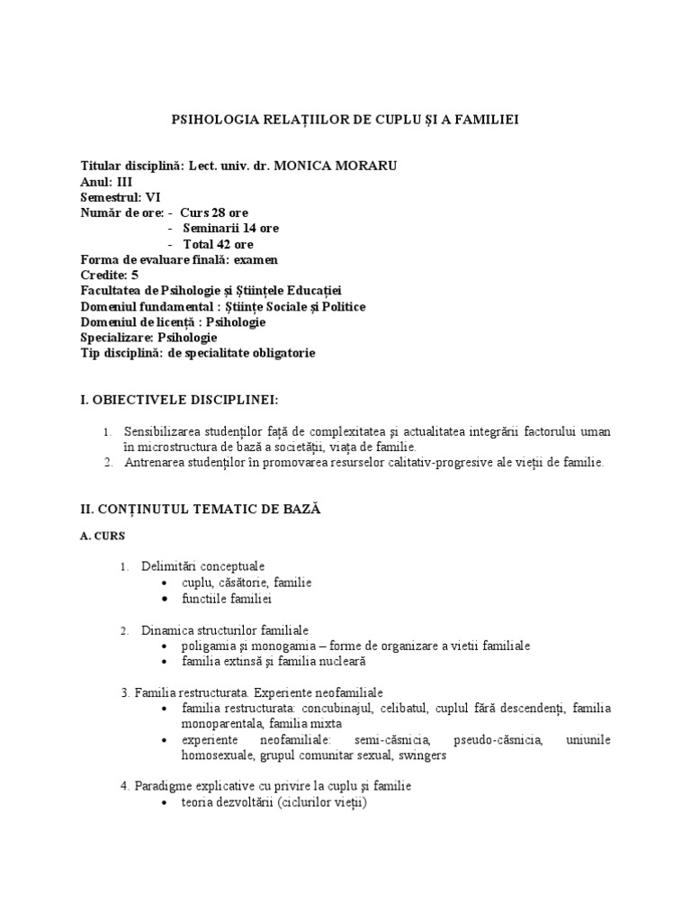 Psihologia Relatiilor de Cuplu Si A Familiei | PDF