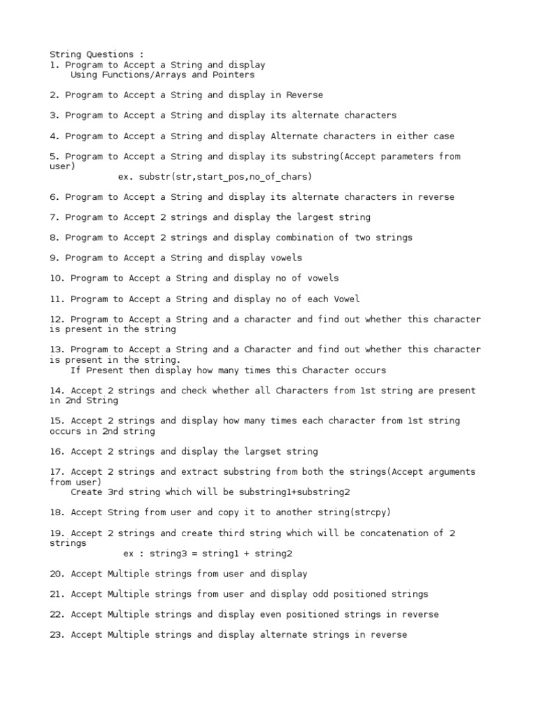 C String Manipulation Programs | PDF | String (Computer Science) | C ...