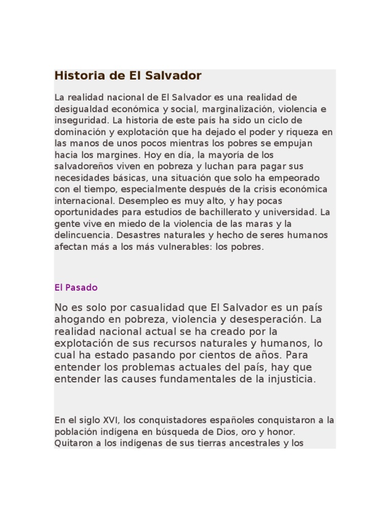 Historia de la pobreza en El Salvador | PDF | El Salvador | Pobreza