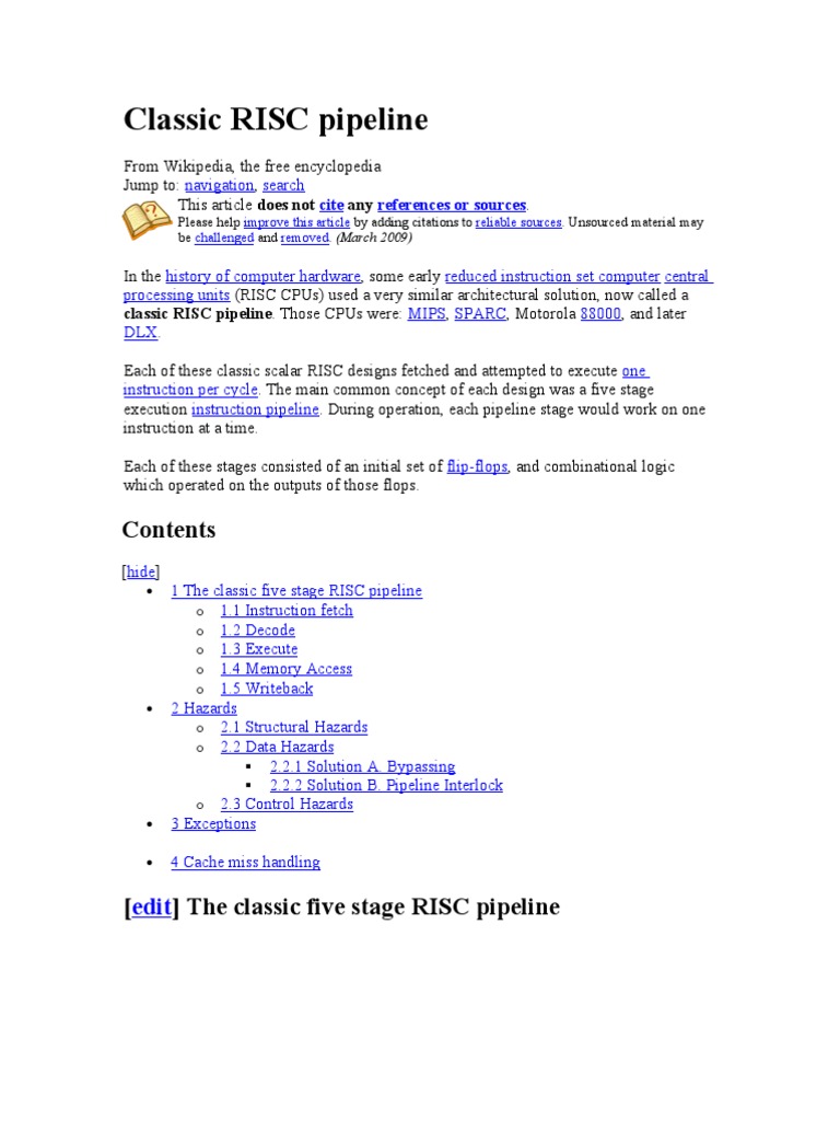 Classic RISC Pipeline | PDF | Cpu Cache | Office Equipment