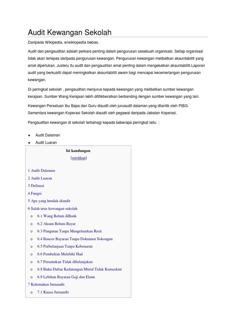 Jawapan Kepad Laoran Audit Sekolah