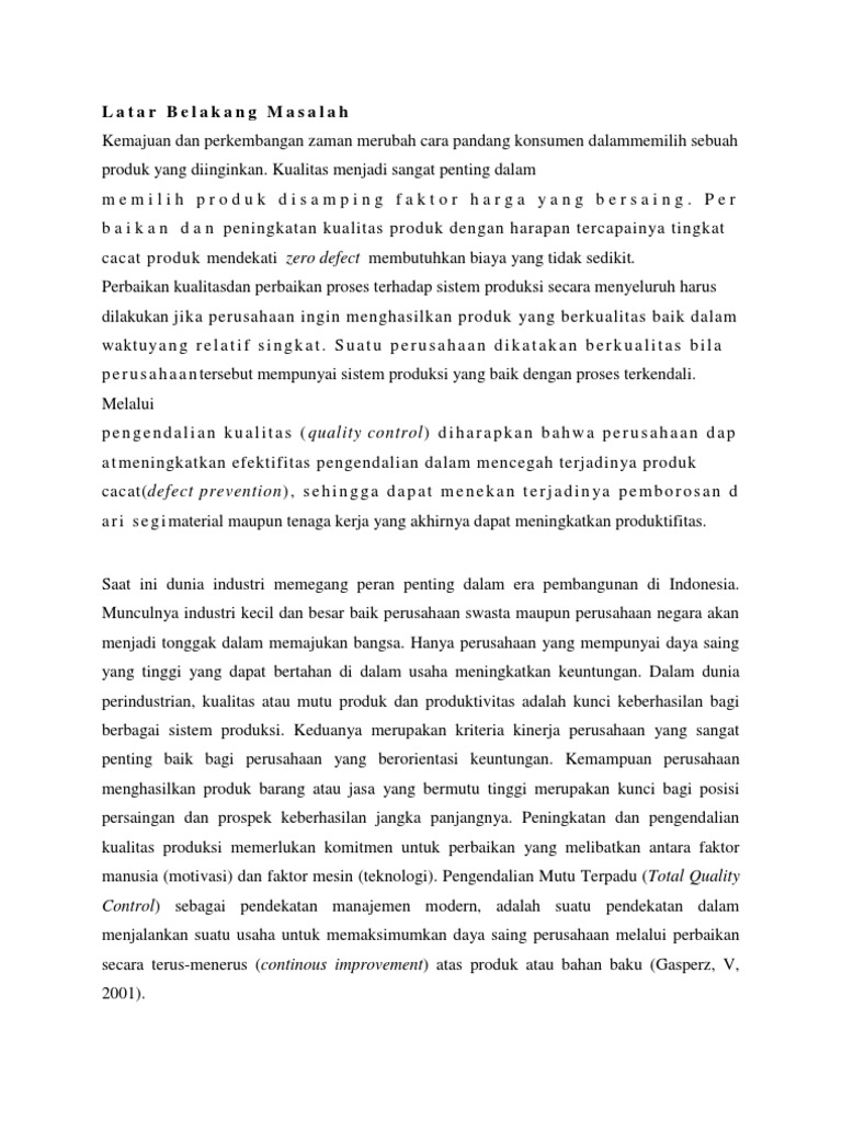 Latar Belakang Masalah Qc