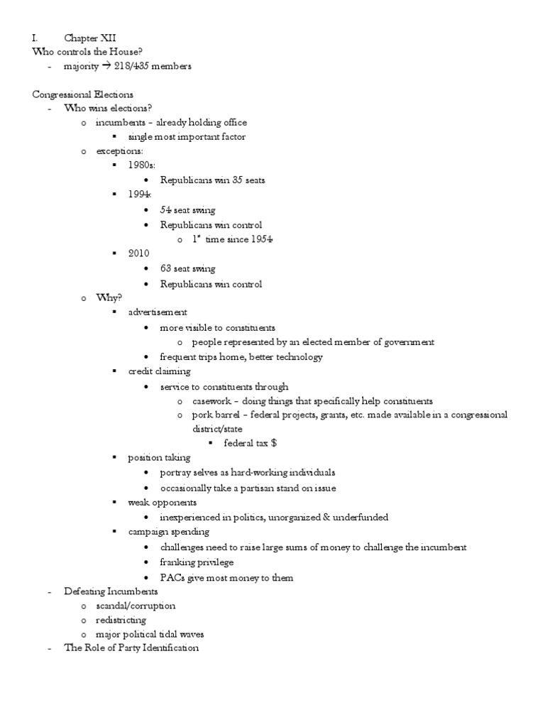 AP Government Notes Summary United States House Of Representatives United States Congress