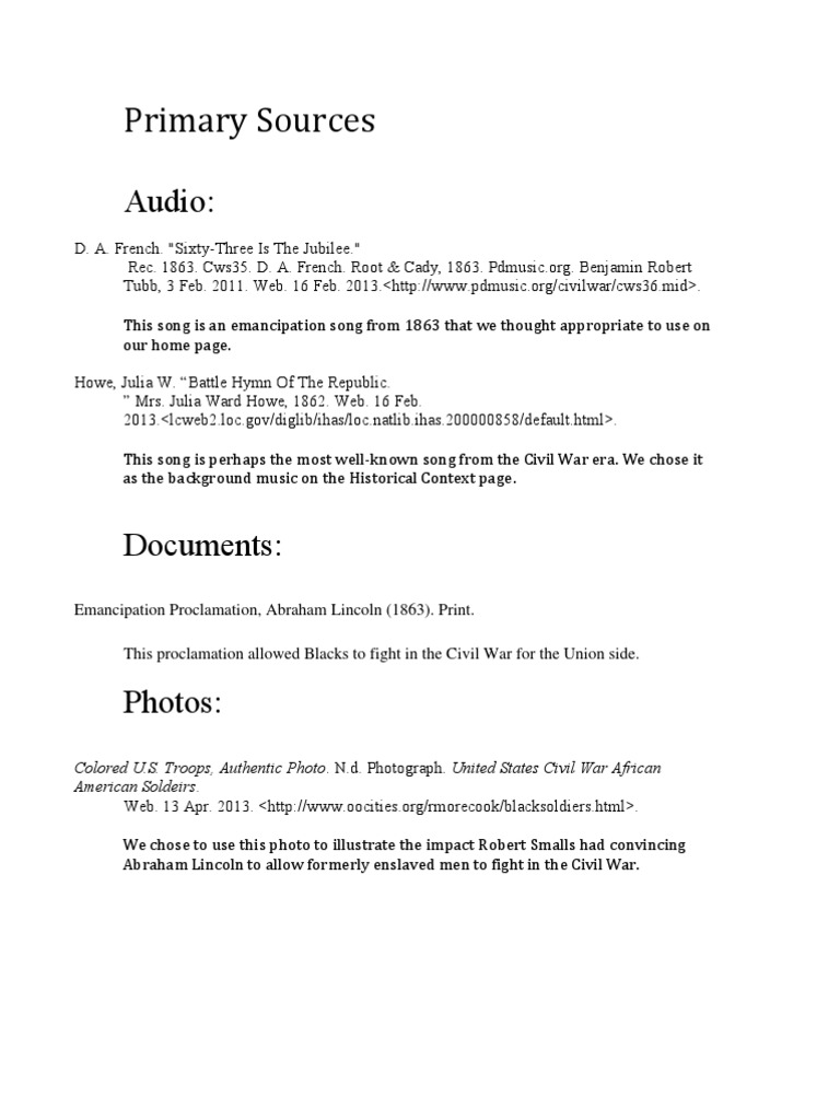 Civil War Primary Sources on Emancipation | PDF | Politics | Travel