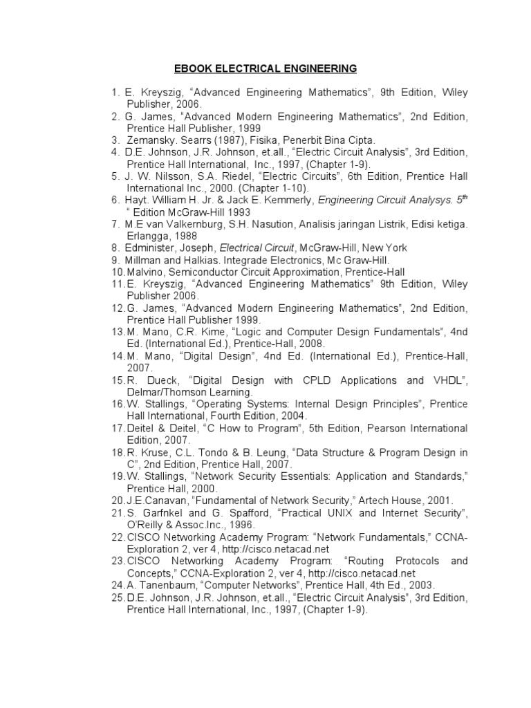 Electrical Engineering Book List | PDF | Areas Of Computer Science ...