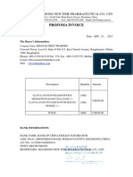 Profoma Invoice: Handongshandong New Time Pharmaceutical Co., LTD