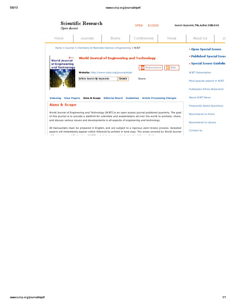 World Journal of Engineering & Tech | PDF | Computers | Technology ...