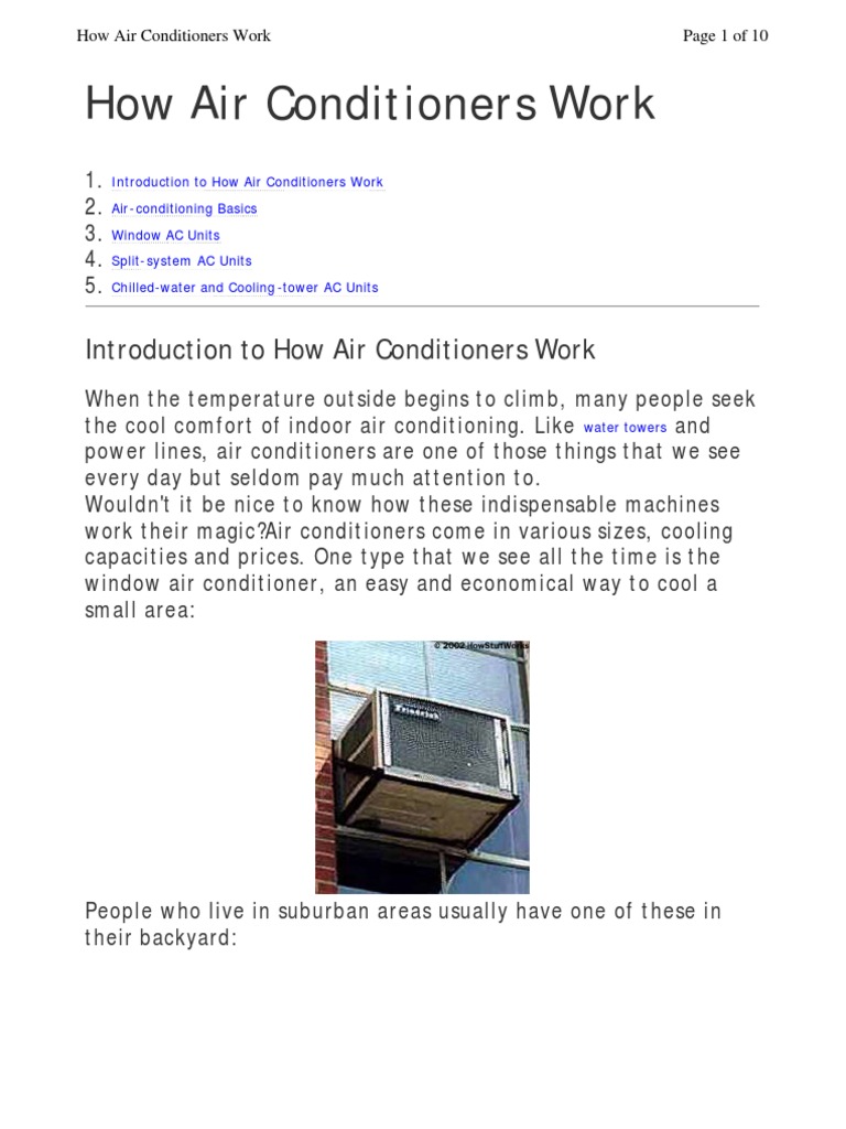 Introduction To How Air Conditioners Work PDF British Thermal Unit