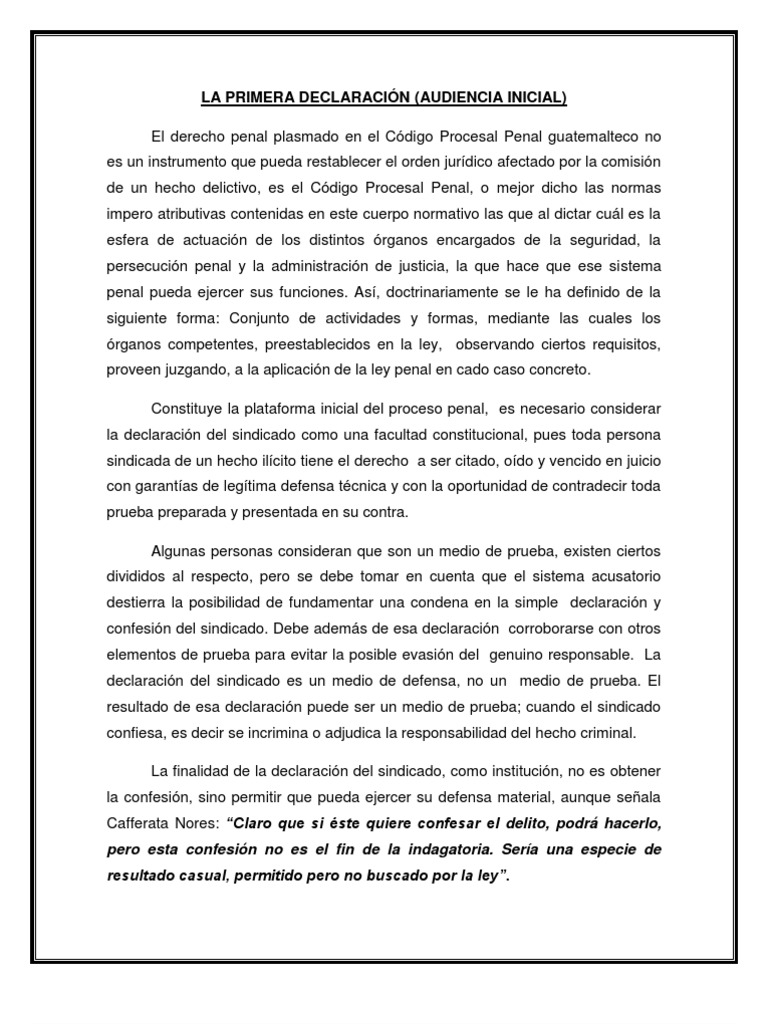 Audiencia Inicial | PDF | Derecho penal | Ley procesal