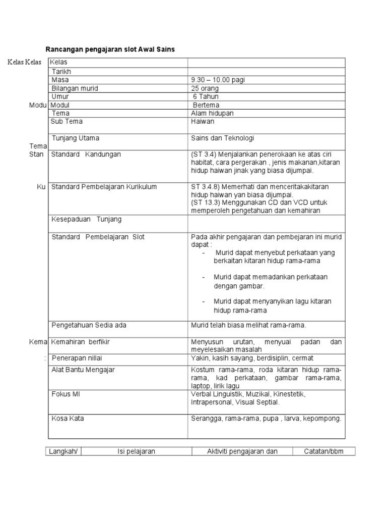 Rps Prasekolah Pdf