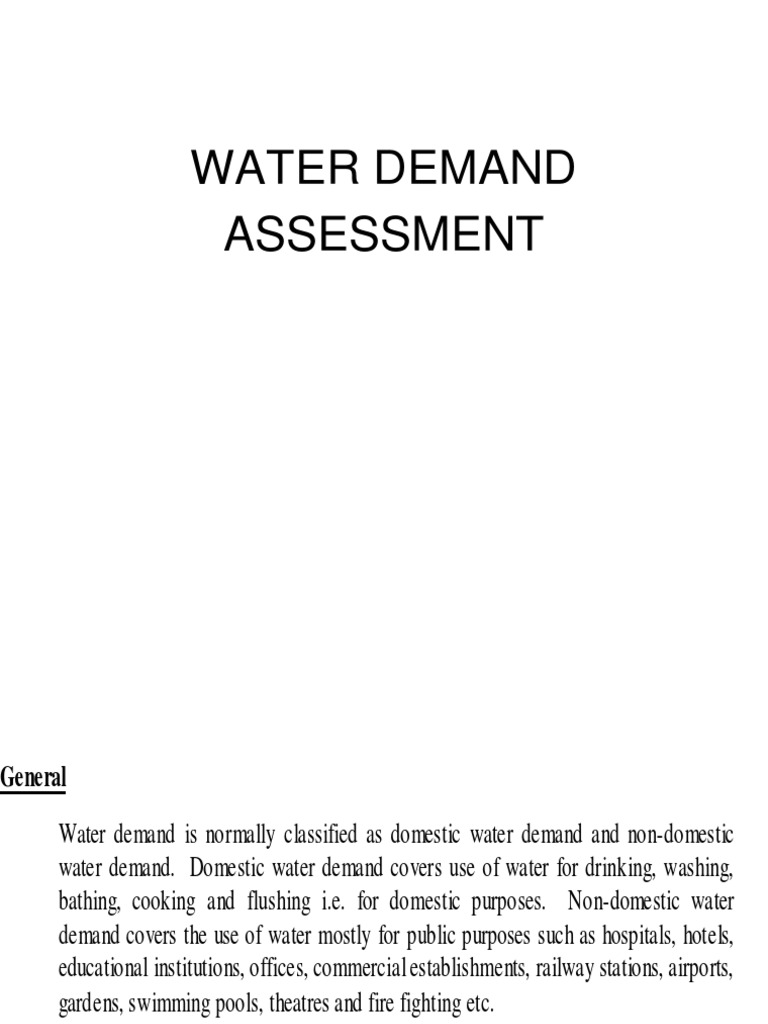 Water Demand Assessment For Urban Projects PDF Skewness Water Supply