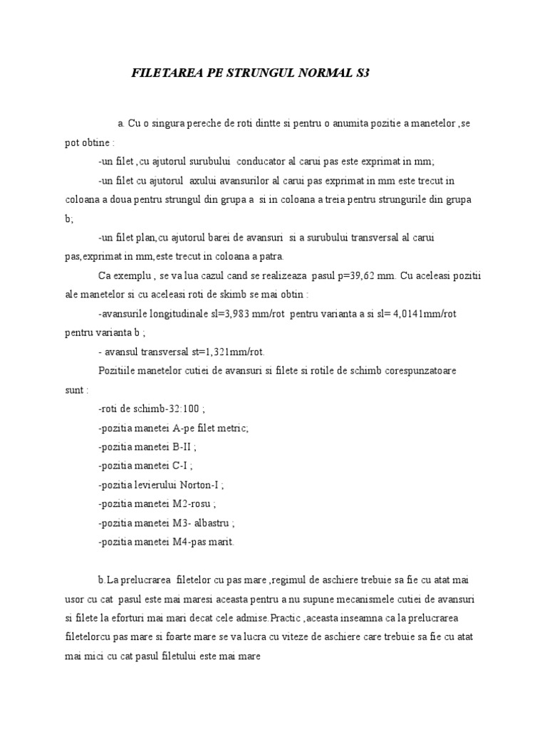 Filetarea Pe Strungul Normal s3 | PDF