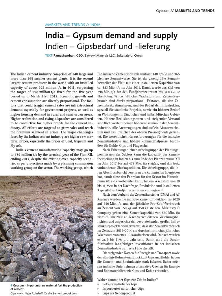 India Gypsum Demand Vs Supply PDF