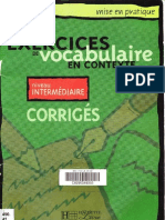 Exercices de Vocabulaire en Contexte - Niveau Intermediaire (Corrigés)