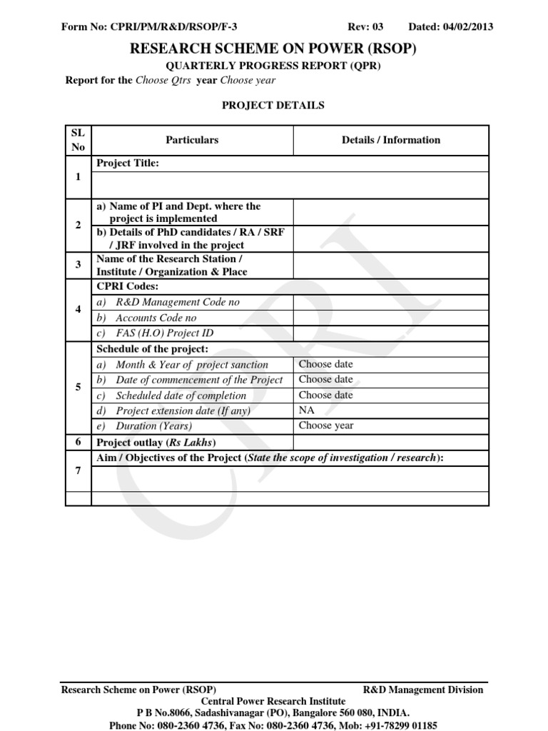 Research Scheme On Power (Rsop) A) R&D Management Code No B) Accounts