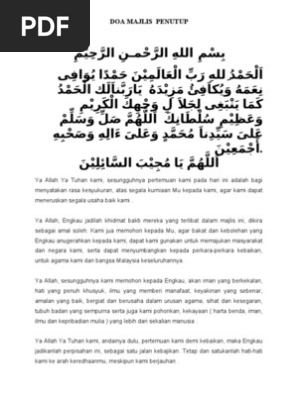 Doa Majlis Penutup Pendek Pdf