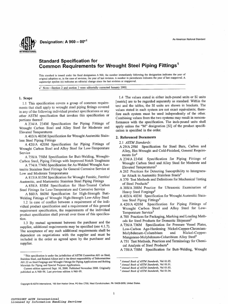 Astm A960-00 | PDF