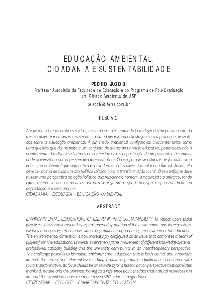 Meio Ambiente, Cidadania e Sustentabilidade | PDF | Movimento ...