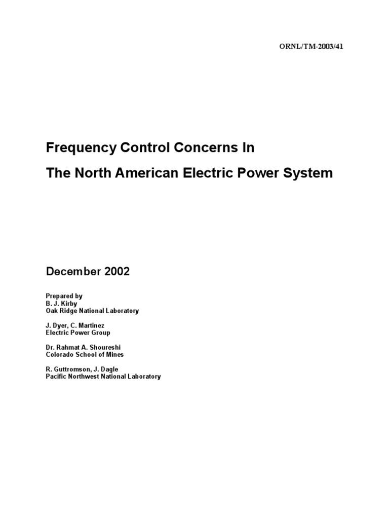 Frequency Control in North American Power | PDF | Electric Power System ...